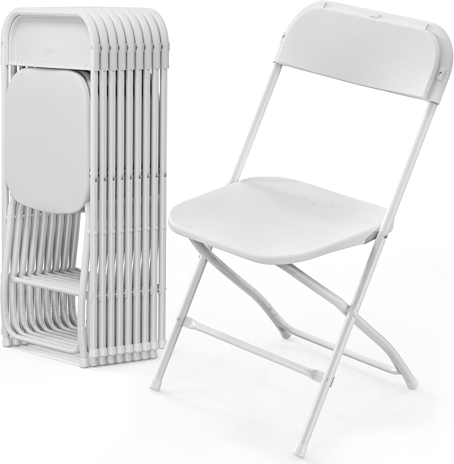Simple white folding chairs